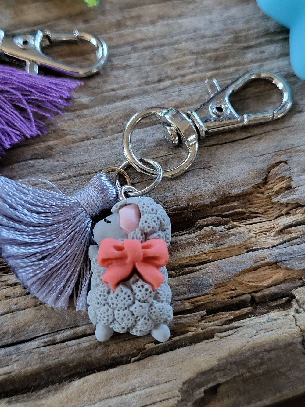 Cute Sleeping Lamb Tassel Keychain Or Zipper Pull